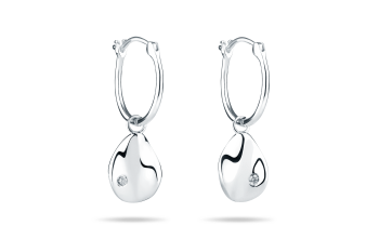 Rosa Tudor Zircon Hoops Small - silver earrings