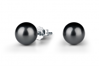 Tahitian Pearl Studs - earrings with black pearl from Tahitian, silver, dedicated to the desire for BEAUTY