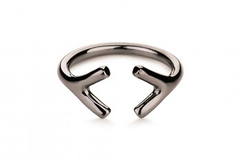 WAI Ring YY - Silver ring, black rhodium