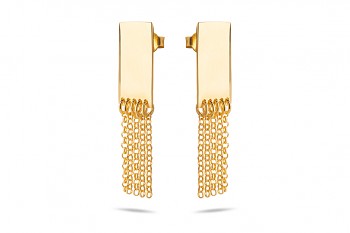 THEIA - Silver earrings, gold plated, chains, glossy
