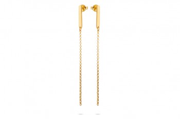 COMETES - Silver earrings, gold plated, chain, glossy